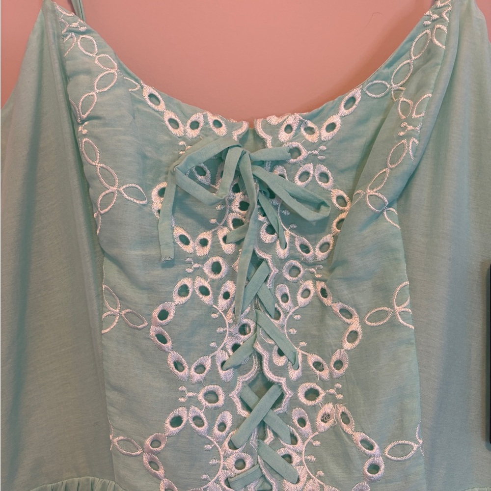 NWT Vintage Guess Green Eyelet Lace-Up Dress Sz Small Fairy Princess $108 Retai - Picture 4 of 13